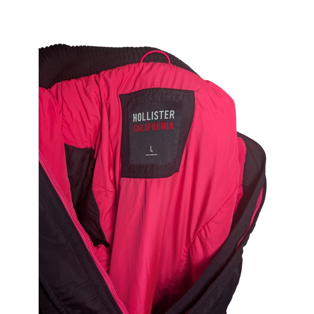 Hollister Black Windbreaker Jacket Lightweight Hooded Full Zip Size Large 0327 - Picture 6 of 6